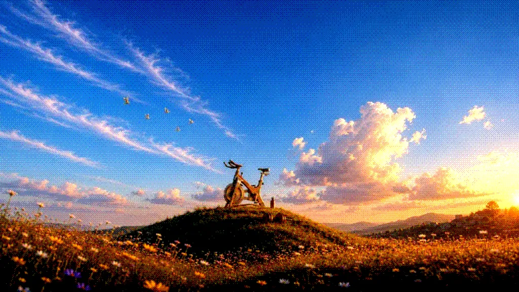 Gym bike on a hillside at sunset — Gyms24 gym management software for Indian gyms